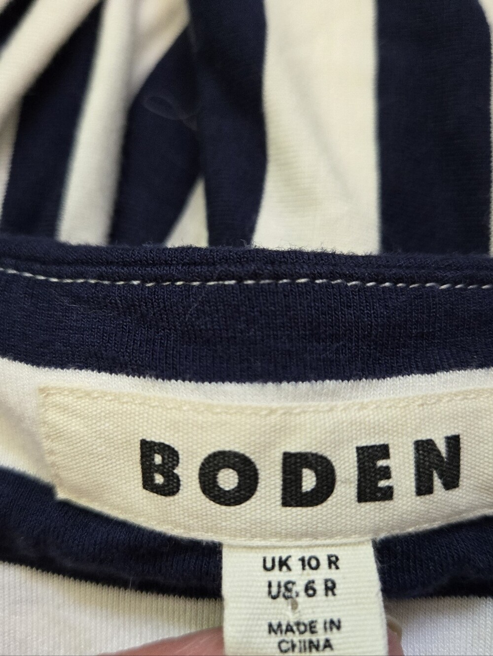 Boden Olympia Jersey Navy and White Vertical Stripe V-Neck Maxi Dress. Size 6 - Picture 8 of 11